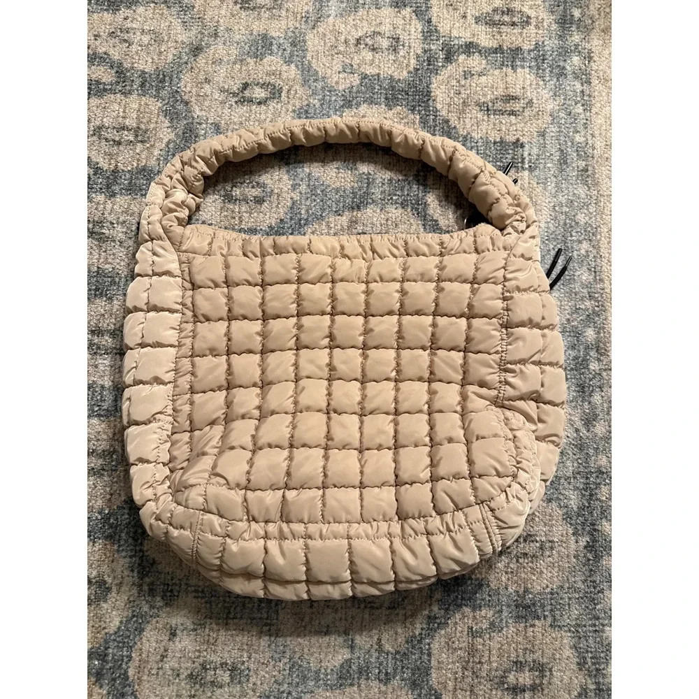 Free People FP Movement Quilted Carryall Bag Off White Excellent Condition